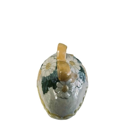 Ceramic Easter Egg Bow Flowers Lidded Dish Trinket Box Hand painted 6 1/3" x 4 1 - Picture 5 of 10